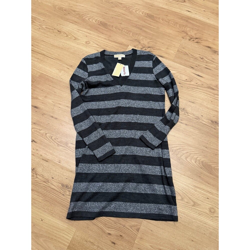 Michael Kors Black and Gray Stripped Dress